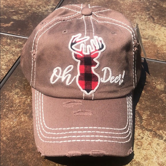 PLAID OH DEER WASHED VINTAGE BALLCAP - Picture 7 of 11